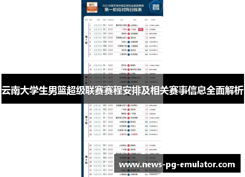 云南大学生男篮超级联赛赛程安排及相关赛事信息全面解析