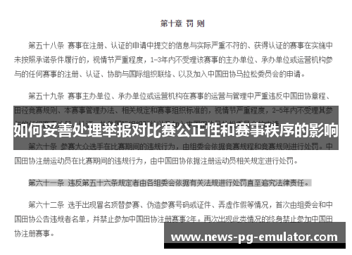 如何妥善处理举报对比赛公正性和赛事秩序的影响