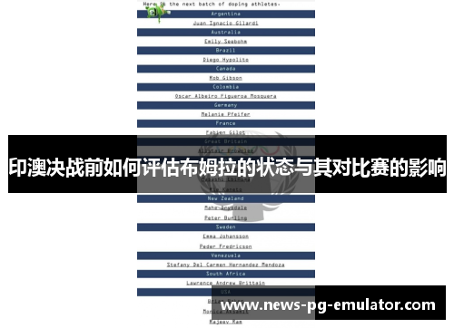 印澳决战前如何评估布姆拉的状态与其对比赛的影响 印澳决战前如何评估布姆拉的状态与其对比赛的影响
